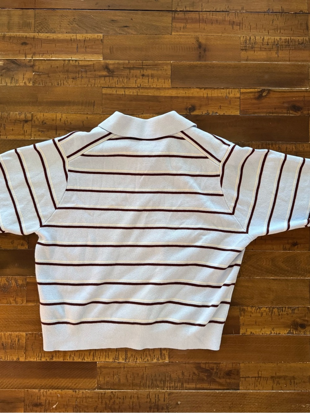Uniqlo Light Blue Polo with Burgundy Stripe Detail - Picture 3 of 3